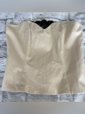 White House Black Market Strapless Corset Bustier Lace Trim Top Medium NEW